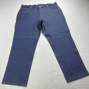 NEW Key Jeans Mens 42x33 Blue Denim Carpenter Relaxed Suspender Buttons^